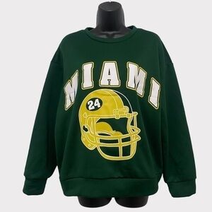 SHEIN Green Oversized Miami Football Sweatshirt Size Small